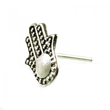 Pendientes mano de Fátima bola de color Plata de Ley 925 2