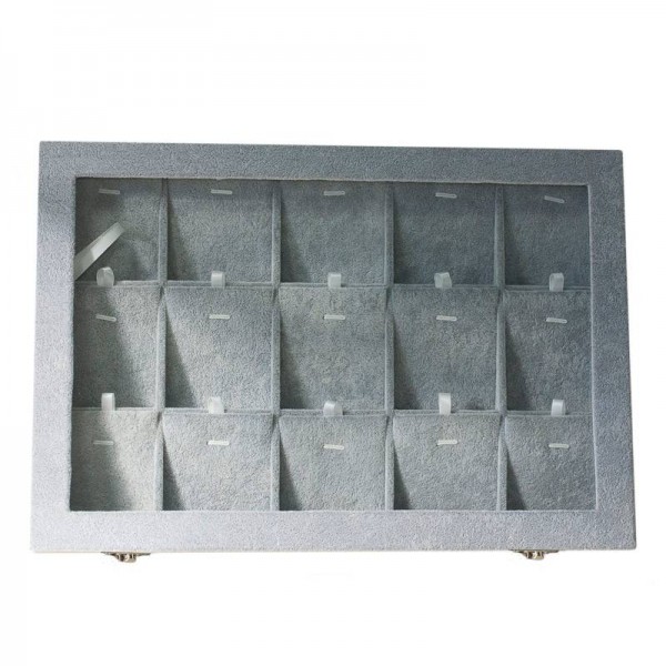 Expositor para conjuntos con tapa y cierres