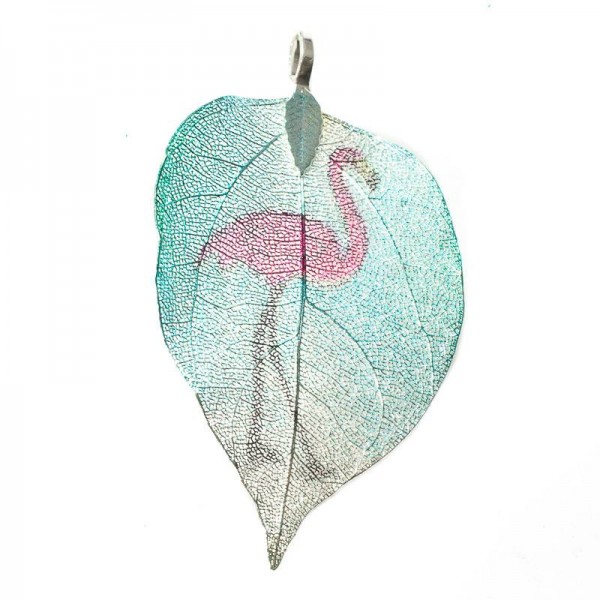 Colgante hoja con flamenco