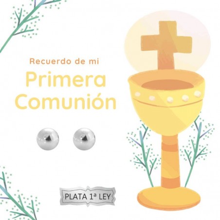 Pendientes media bola Plata de Ley - Regalo Primera Comunión invitados