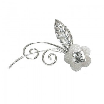 Pendiente trepador flor y espirales Plata lisa de Ley 925 2