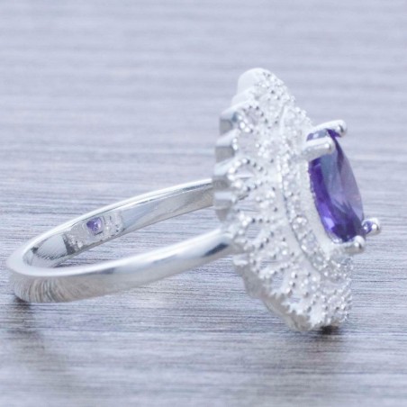 Anillo oval ondas malva Plata de Ley 925