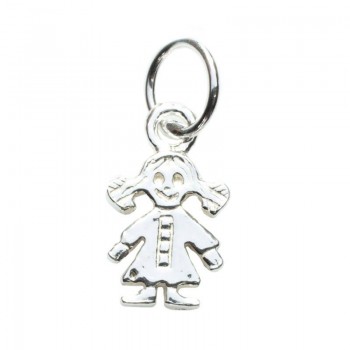 Colgante niña con coletas Plata de Ley 925