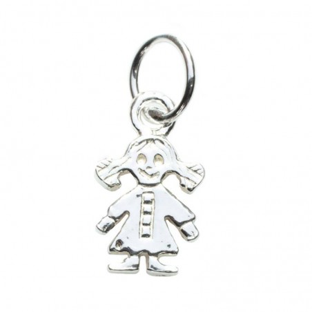 Colgante niña con coletas Plata de Ley 925