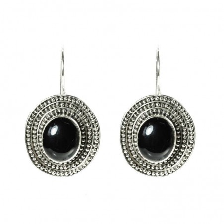 Pendientes gran ónix estilo maya Plata de Ley 925