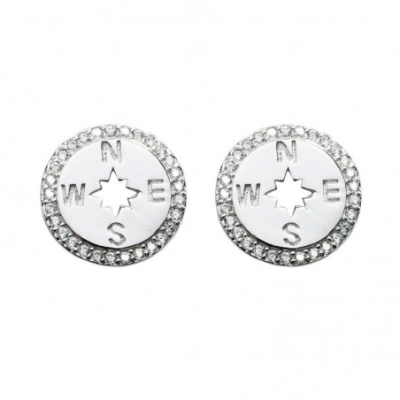 Pendientes rosa de los vientos con circonitas Plata de Ley 925