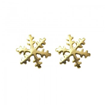 Pendientes copo de nieve bañados en Oro