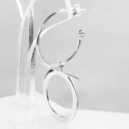 Pendientes aro con círculo y barra Plata de Ley 925
