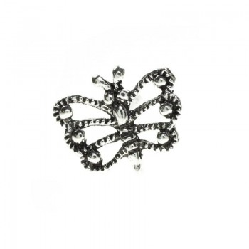 Pendientes mini mariposa envejecida Plata de ley 2