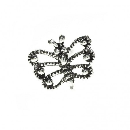 Pendientes mini mariposa envejecida Plata de ley
