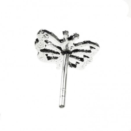 Pendientes mini mariposa envejecida Plata de ley