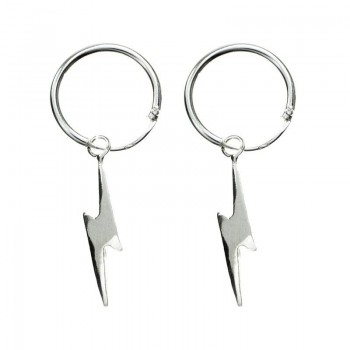 Pendientes aro con rayo Plata de Ley 925