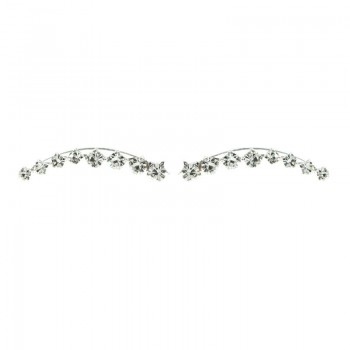 Pendientes trepadores onda de circonitas Plata de Ley