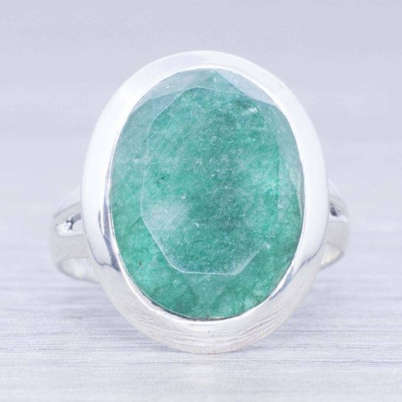 Anillo piedra hindú esmeralda Plata de Ley 925