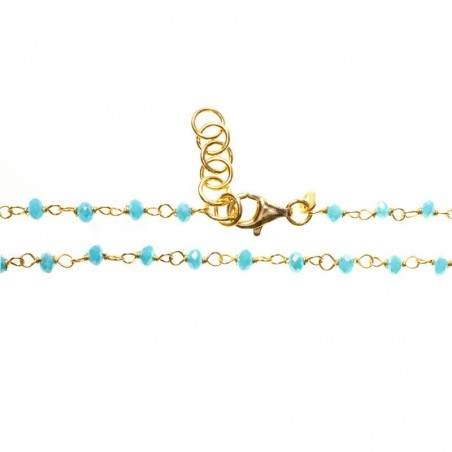 Collar cristal azul facetado bañado en Oro
