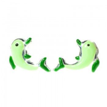 Pendientes delfín para niña Plata de Ley 2