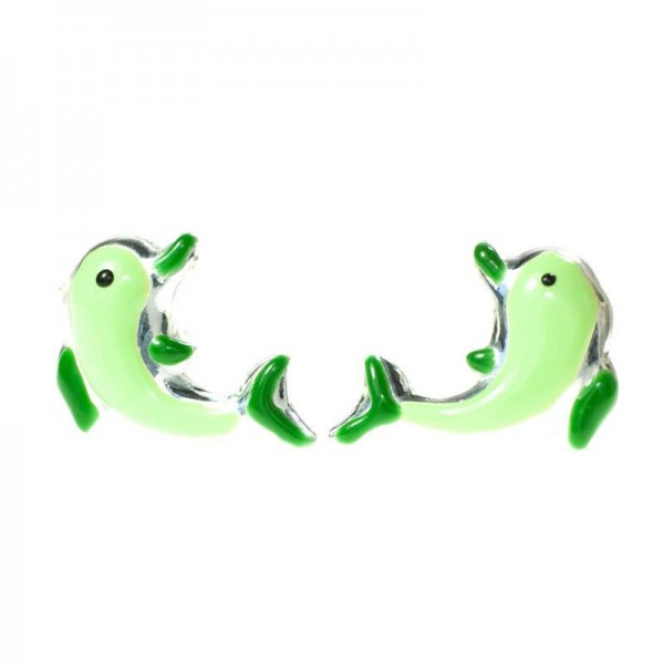 Pendientes delfín para niña Plata de Ley