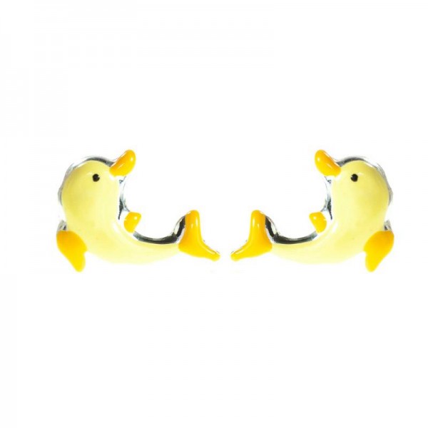 Pendientes delfín para niña Plata de Ley