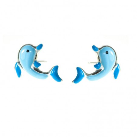 Pendientes delfín para niña Plata de Ley