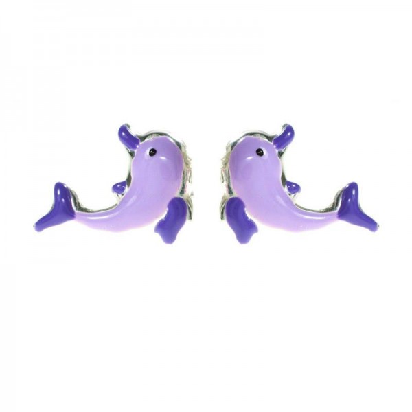 Pendientes delfín para niña Plata de Ley