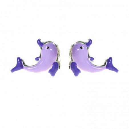 Pendientes delfín para niña Plata de Ley