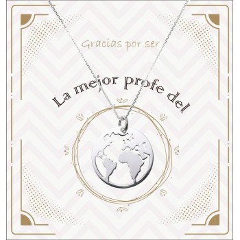 Collar Mundo para Profesora Plata de Ley