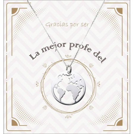 Collar Mundo para Profesora Plata de Ley