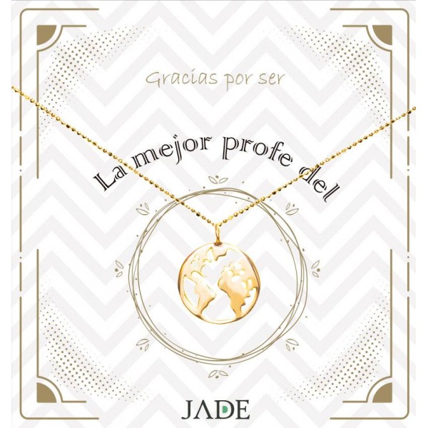 Collar Mundo para Profesora Plata de Ley