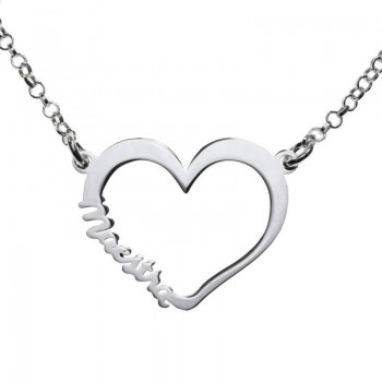 Collar corazón para maestra Plata de Ley 2