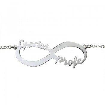 Collar Infinito Gracias Profe Plata de Ley 2