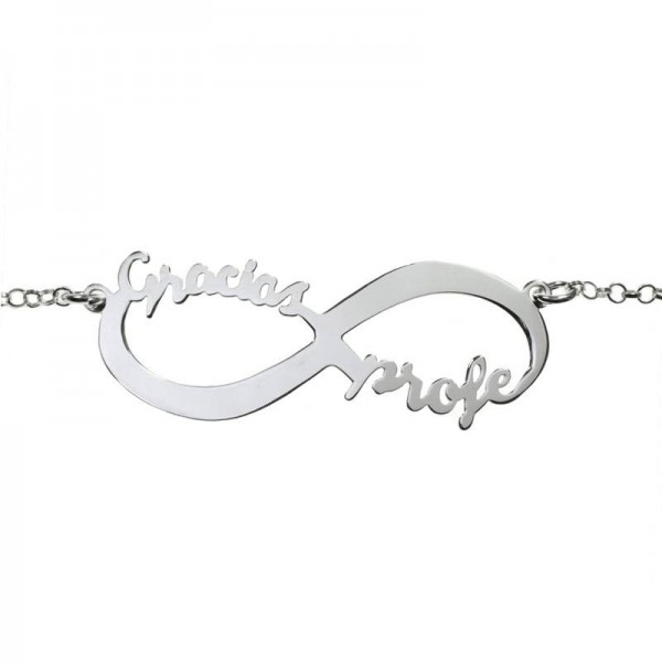 Collar Infinito Gracias Profe Plata de Ley