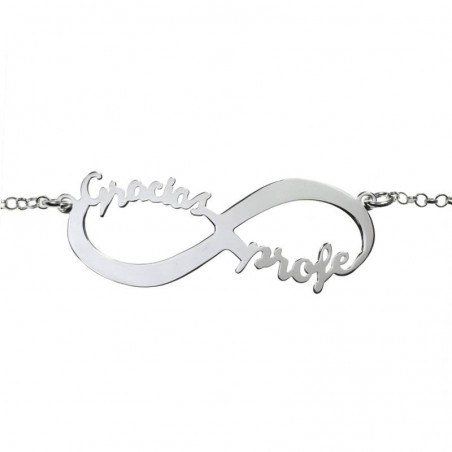 Collar Infinito Gracias Profe Plata de Ley