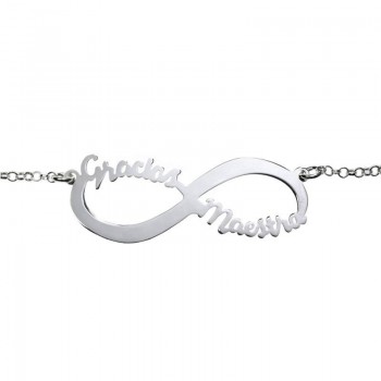 Collar Infinito Gracias Maestra Plata de Ley 2