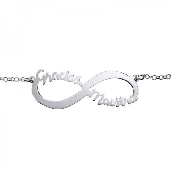 Collar Infinito Gracias Maestra Plata de Ley