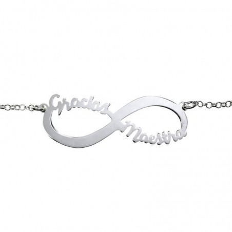 Collar Infinito Gracias Maestra Plata de Ley
