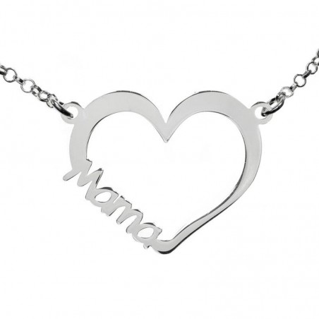 Collar corazón Mamá Plata de Ley