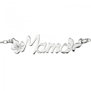 Collar Mamá detalle flor y mariposa Plata de Ley