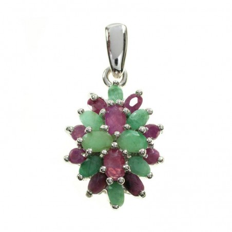 Colgante con esmeraldas y rubíes Plata de Ley 925