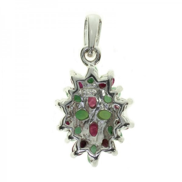 Colgante con esmeraldas y rubíes Plata de Ley 925