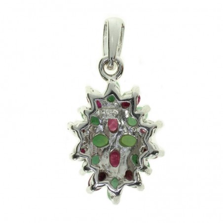 Colgante con esmeraldas y rubíes Plata de Ley 925