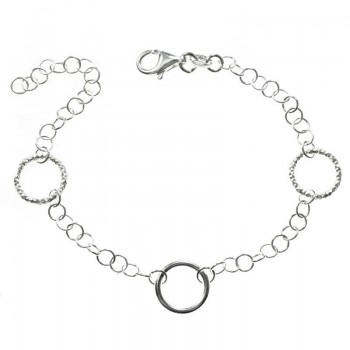 Pulsera ajustable tres círculos Plata de Ley 925