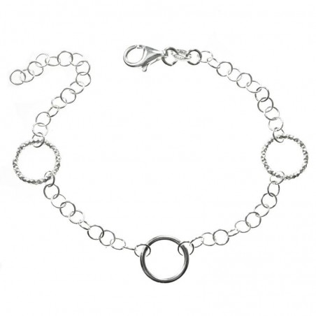 Pulsera ajustable tres círculos Plata de Ley 925