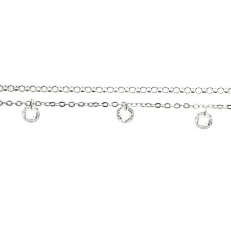 Pulsera ajustable doble con cristal blanco Plata de Ley 925