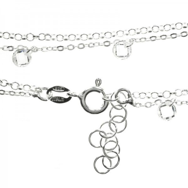 Pulsera ajustable doble con cristal blanco Plata de Ley 925
