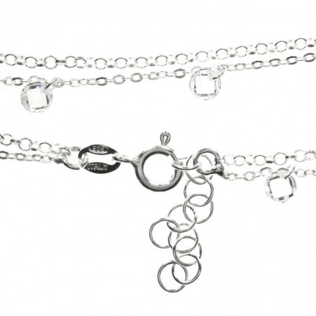 Pulsera ajustable doble con cristal blanco Plata de Ley 925
