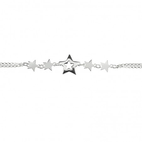 Pulsera ajustable entrepiezas estrellas Plata de Ley 925