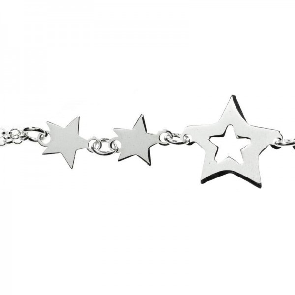 Pulsera ajustable entrepiezas estrellas Plata de Ley 925