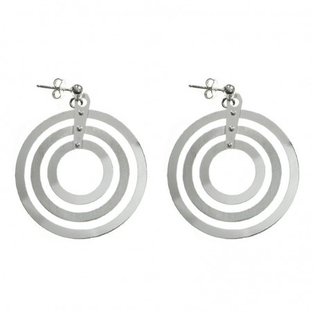 Pendientes geométricos triple círculo Plata de Ley
