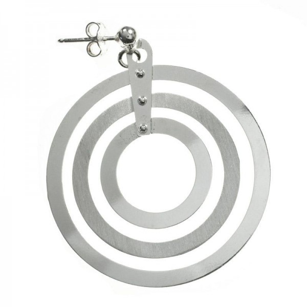 Pendientes geométricos triple círculo Plata de Ley