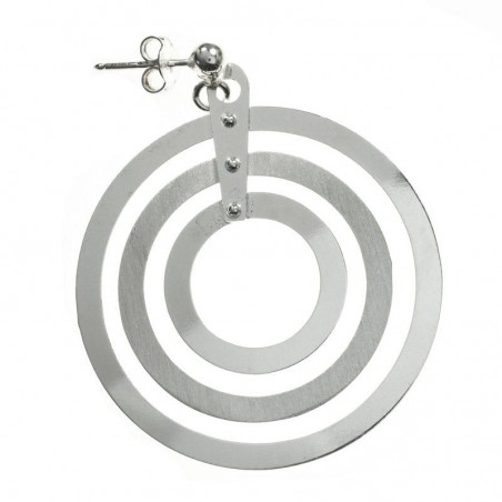 Pendientes geométricos triple círculo Plata de Ley